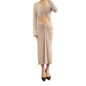 NWOT Shein Beige Two Piece Linen Blend Skirt Set Size S
